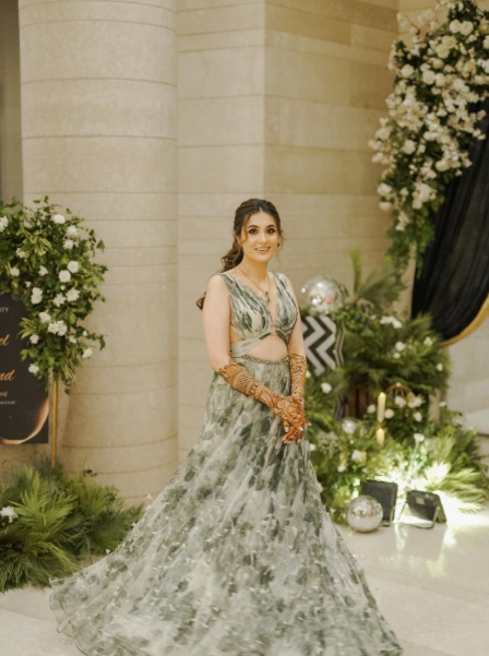 Punjabi wedding mehndi function with colourful floral décor